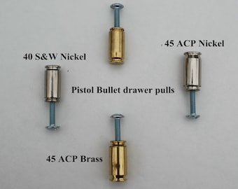 Handcrafted Bullet 40 S&W  (10mm ) or 45 ACP bullet drawer pulls/cabinet knobs