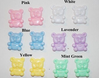 Plastic Teddy Bear stud earrings in 6 different colors