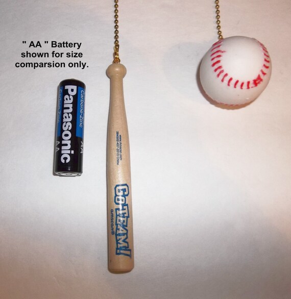Baseball And Wood Bat Ceiling Fan Chain Pulls Handcrafted
