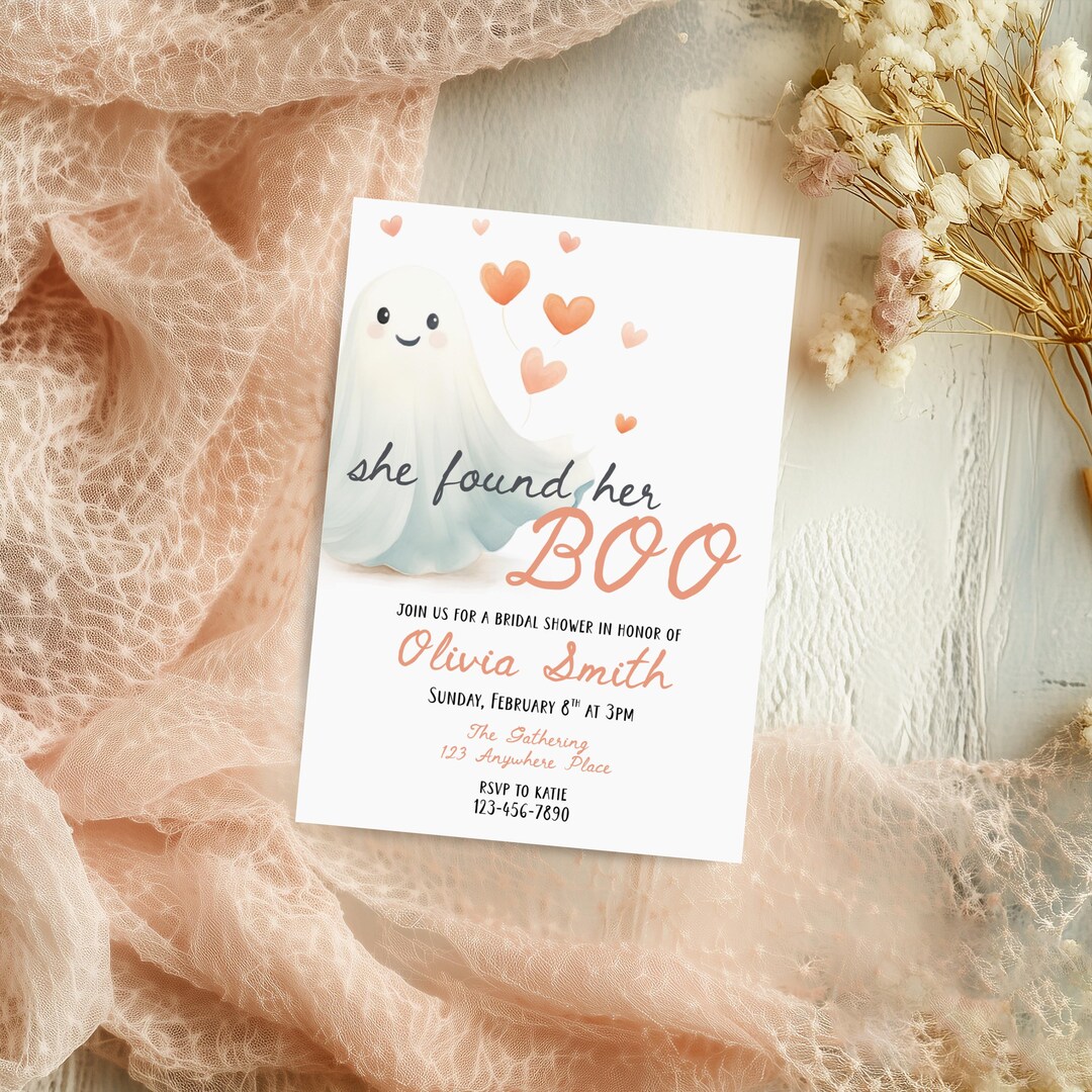 She Found Her Boo Bridal Shower Invite, Valentine's Love Ghost ...