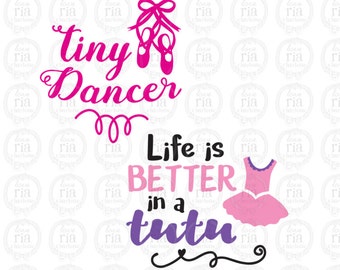 Ballerina, ballet dance tutu girl dancing fun quote digital cut files SVG, DXF, studio3 vector files instant download, decals