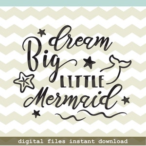 Sueño gran sirena, estrellas de mar lindo recién nacido nueva niña niña niñas archivos de corte digital, SVG, DXF, studio3 descarga instantánea, calcomanías diy