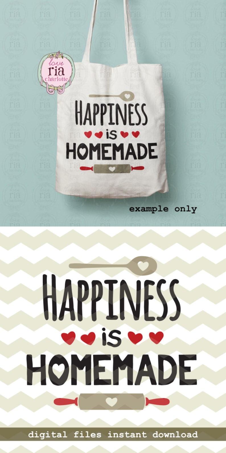 Happiness is homemade home cooking baking kitchen quote | Etsy