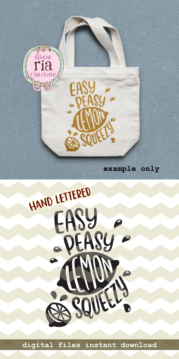 Easy peasy lemon squeezy, fun funny quirky summer hand lettered digit…