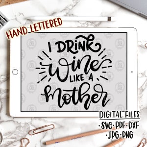 Bebo vino como una madre, divertido humor divertido peculiar nueva mamá vida archivos digitales, svg, dxf, pdf, jpg, png, calcomanías de vinilo diy, imprimibles