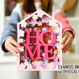 HOME Schatten Box digitaler Download Schnitt Dateien, SVG Papier Bastelvorlage für Cricut, DIY Einweihungsparty Geschenkidee, Wohnkultur