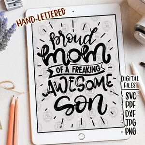 Orgullosa mamá de un hijo increíblemente increíble, linda y divertida madre de niño, archivos digitales, svg, dxf, pdf, jpg, png, calcomanías de vinilo diy, imprimibles
