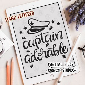 Capitán adorable, lindo recién nacido nuevo bebé marinero archivos de corte digital, SVG, DXF, studio3 archivos de descarga instantánea, calcomanías de vinilo de bricolaje
