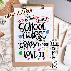 Assez dur pour être une infirmière de l'école, remerciez les fichiers numériques du cadeau d'appréciation de la journée des enseignants, svg, dxf pdf jpg png diy sticker vinyle, imprimable