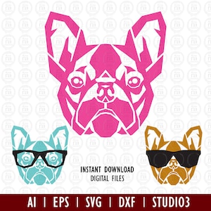 Boston Terrier einzigartige Plakat Stil digitale schneidedateien, Ai, Eps, SVG, DXF, studio3 Vektor-Dateien sofort-Download, Vinyl-Aufkleber