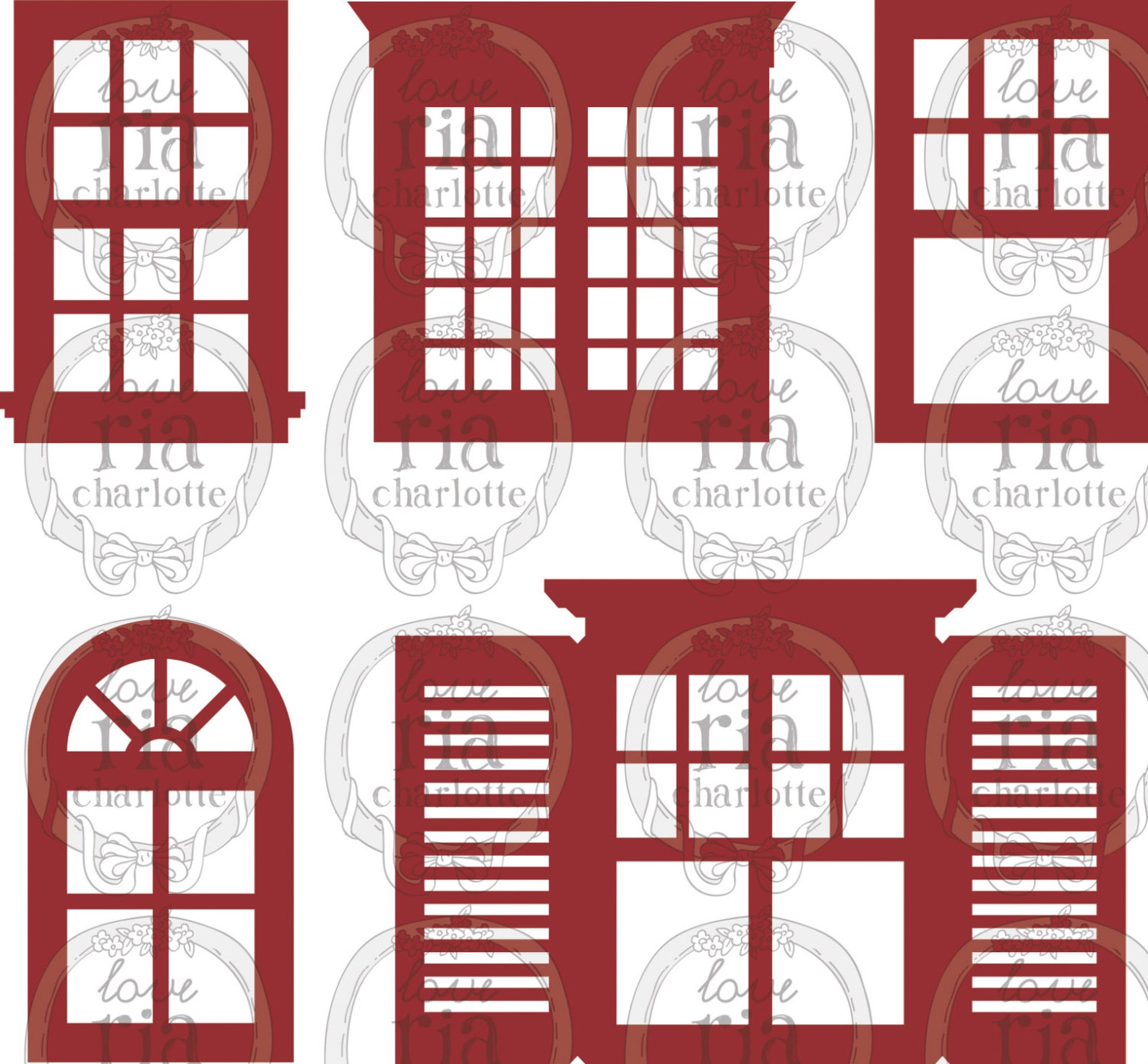 5 Designs Window Set Bundle Digital Cutting Files, SVG, DXF Files ...