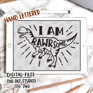 Soy RAWR algunos, divertidos archivos digitales de dinosaurios impresionantes, SVG, DXF, studio3, jpg, png descarga instantánea, calcomanías de vinilo diy, imprimibles