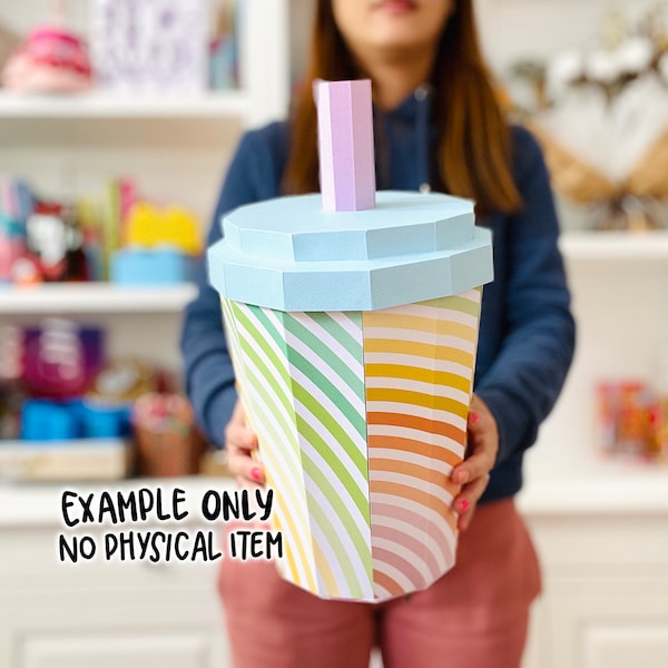 Großer Eiskaffee Kaltes Getränk Boba Bubble Tea Geschenk Box digitaler Download Schnitt Dateien, SVG Vorlage für Cricut, DIY Party Box Idee