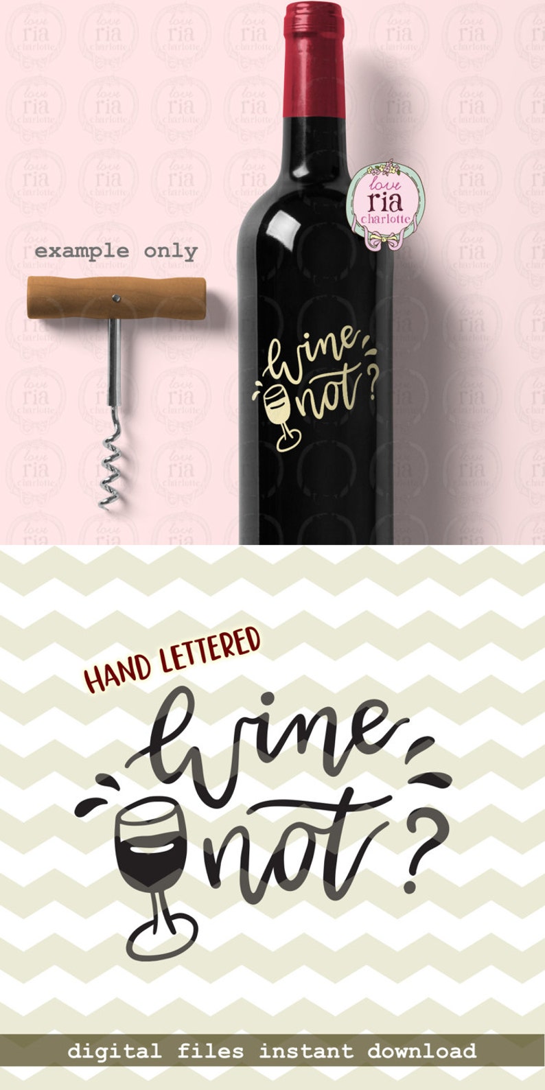 Wine not fun funny hand lettered wine glass wine lover