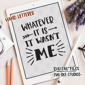sea lo que sea, no fui yo, divertido divertido humor extravagante niños archivos de corte digital, SVG, DXF studio3 descarga instantánea, calcomanías de vinilo diy