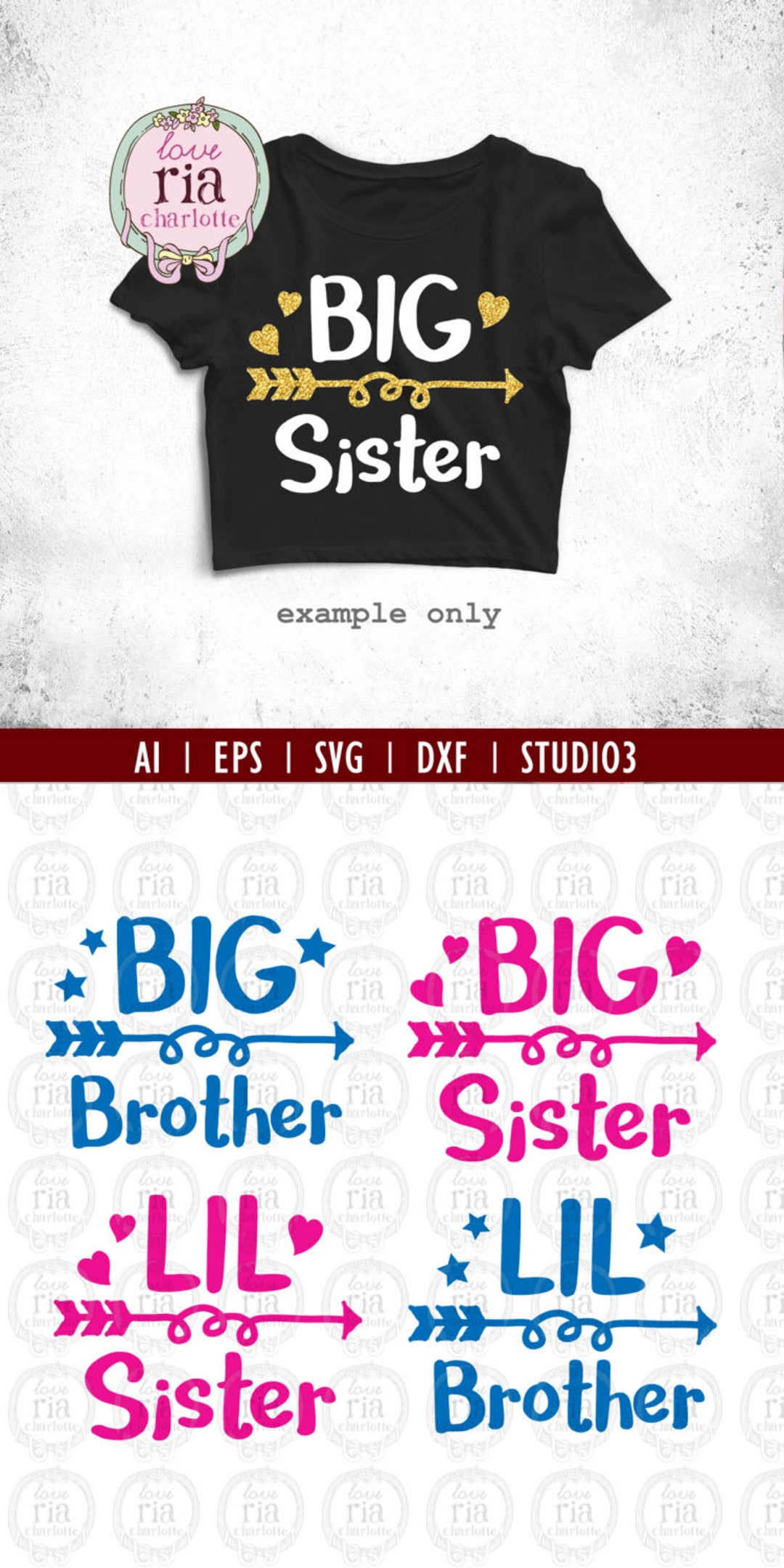 Big Brother, Big Sister, Little Brother, Little Sister Digital Files, Ai, Eps, SVG, DXF, Studio3 ...
