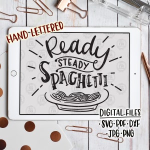 Espaguete pronto e estável, divertido, humor peculiar, escola, dia dos esportes, cita arquivos digitais, svg, dxf, pdf, jpg, png, decalque de vinil diy, para impressão