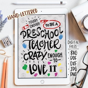Assez dur pour être un enseignant préscolaire, remerciez les fichiers numériques du cadeau d'appréciation de la journée des enseignants, svg, dxf pdf jpg png diy sticker vinyle, imprimable
