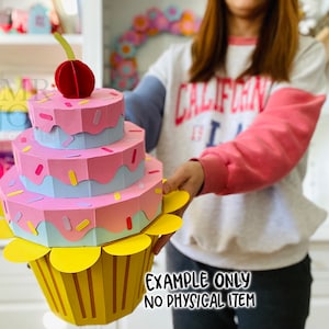 Gran caja de regalo para cupcakes / pasteles de cumpleaños, archivos cortados de descarga digital, plantilla SVG para Cricut, idea de decoración de centro de mesa de fiesta DIY