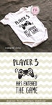 Player 3 has entered the game, funny video gamer new baby newborn fun digital files, SVG, DXF studio3, jpg, png, diy vinyl decals, printable 