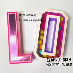 Adicione camadas somente para modelos de letras do alfabeto A-Z 3D GRANDE de 10" para download digital de arquivos de corte, arquivos SVG para Cricut, topper de bolo DIY, shaker