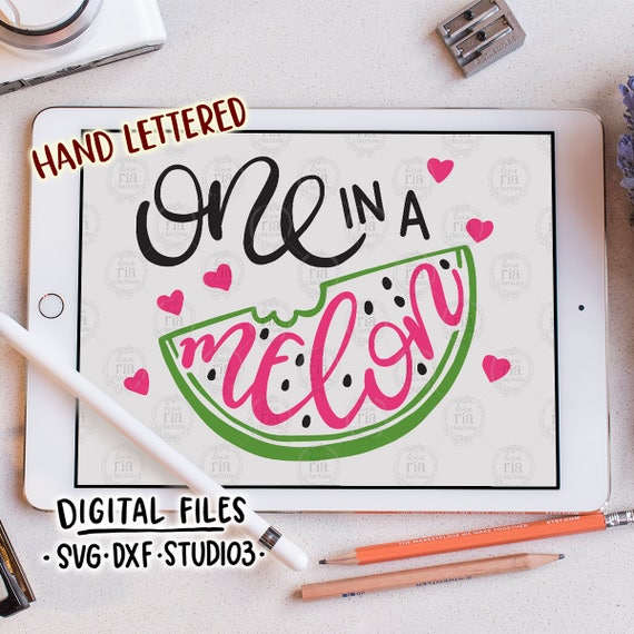 One in a melon, cute fun funny summer watermelon tropical fruit digital cut files, SVG, DXF, studio3 instant download for diy vinyl decals