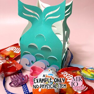 Mermaid Tail Favor Box SVG Template, Girl Girls Birthday Party Gift Box ...