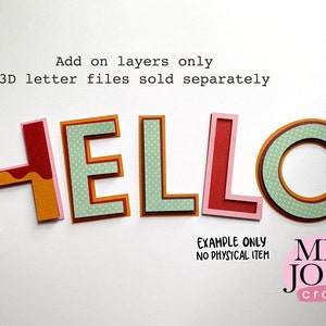 Agregue capas solo para el alfabeto 3D A-Z letras plantilla descarga digital archivos de corte, archivos SVG para Cricut, topper de pastel de bricolaje, coctelera