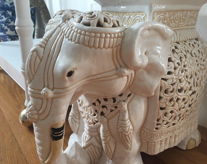 Vintage Elephant Garden Stool or Side Table Chinoiserie Etsy