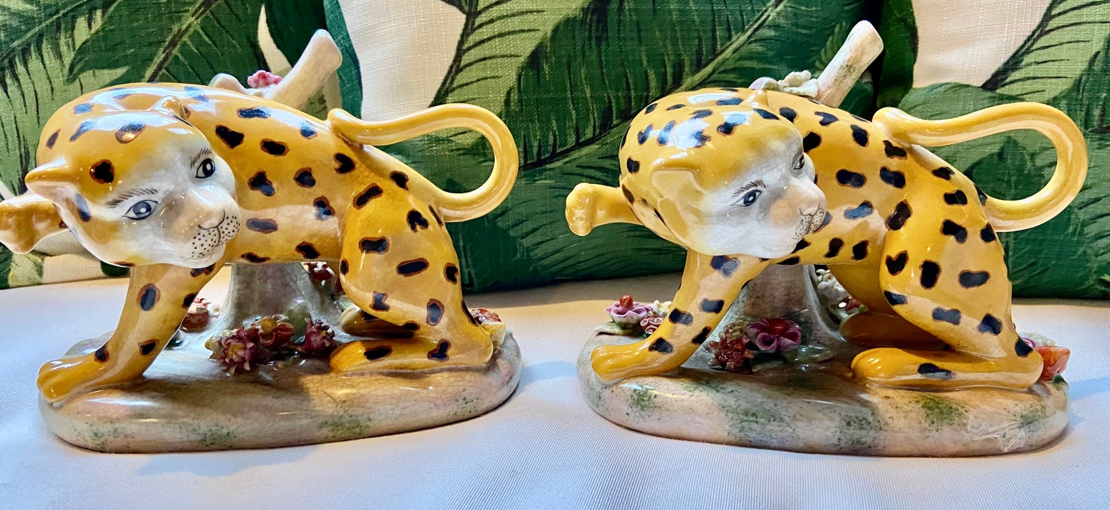 Vintage léopards en céramique guépards en céramique paire Etsy