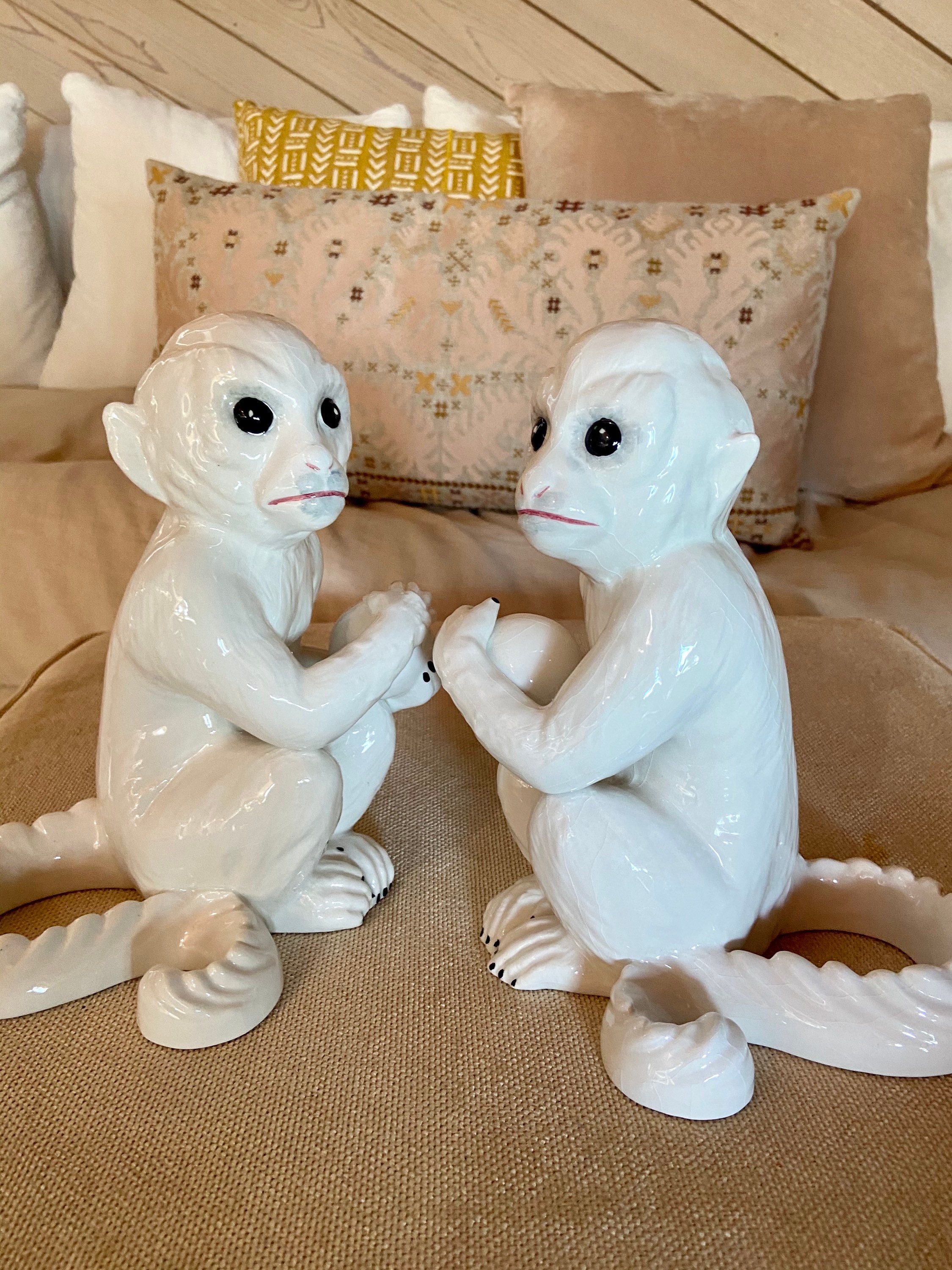 Vintage Ceramic Monkey Bookends Chelsea House Monkey Bookends