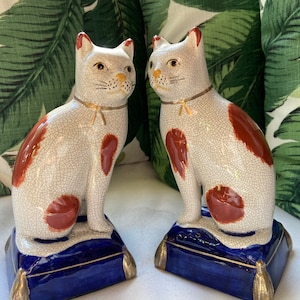 Fitz & Floyd　置物　猫　/アンティーク　フランス　イギリス　小物入れ Vintage Fitz and Floyd Cat Bookends Staffordshire Style Cats
