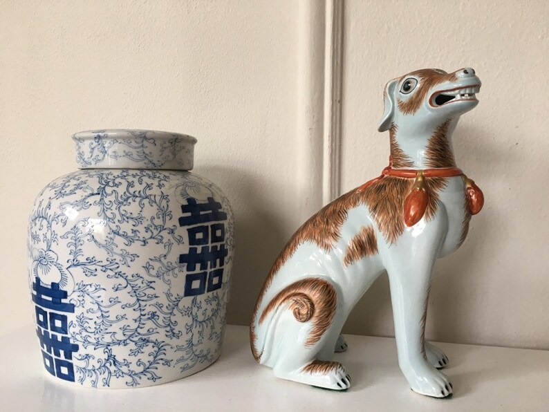 Vintage Mottahedeh Dog Chinoiserie Dog Chinese Dog Asian Dog Etsy