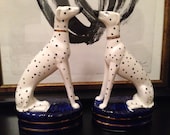 Vintage Fitz and Floyd Dalmatian Dog Bookends Fitz and Floyd Dalmation Bookends Whippets Greyhounds Ceramic Dog Figurines Ceramic Book Ends