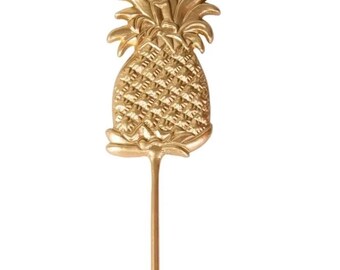 Brass Pineapple Plant Stake, Gold Chinoiserie Decor, Hostess Gift