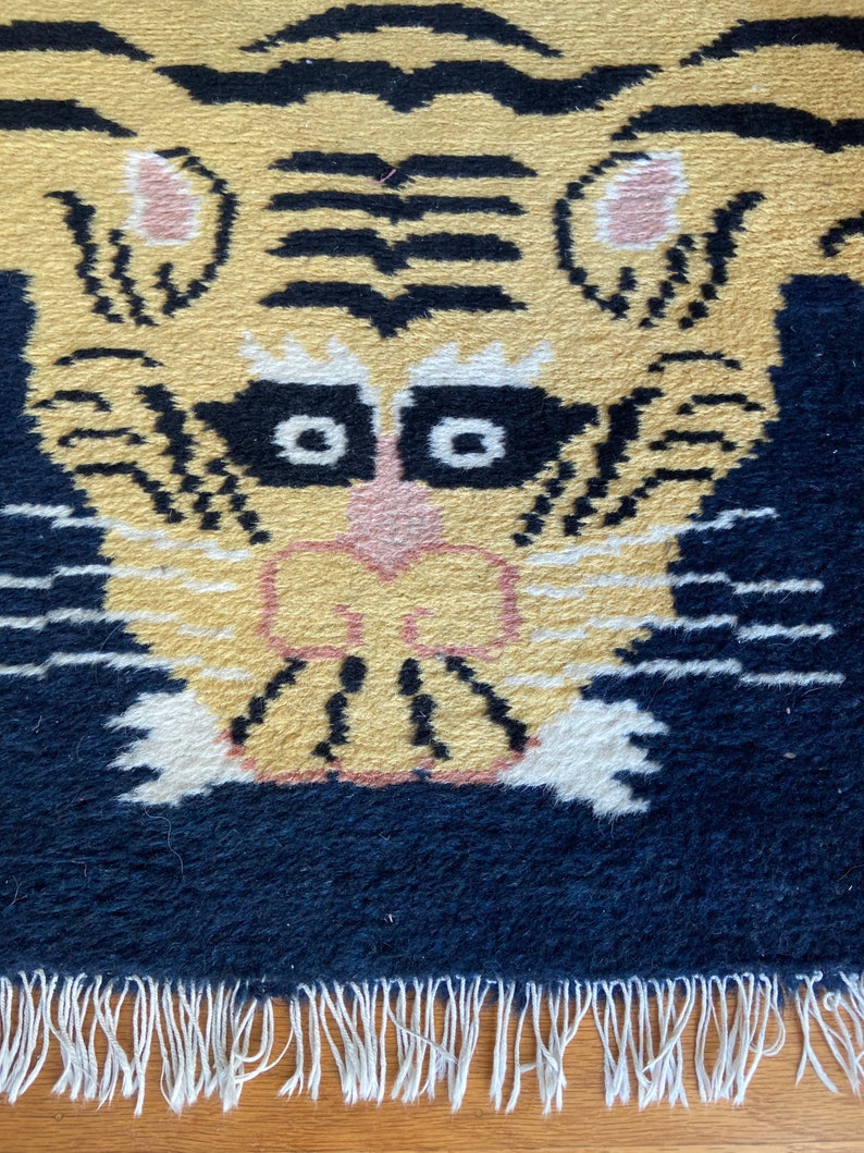 Tibetan Tiger Rug Vintage Tiger Rug Wool Throw Rug Animal Etsy