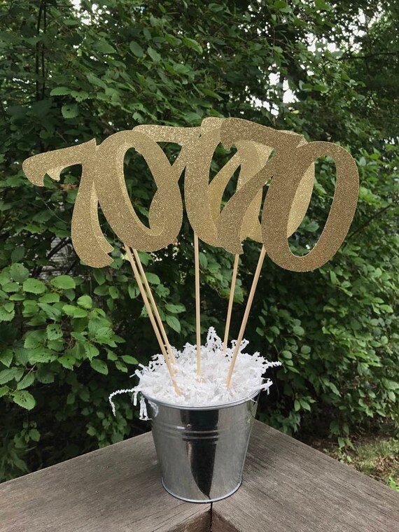 70th Birthday Centerpiece Sticks Glitter 70th Birthday Etsy