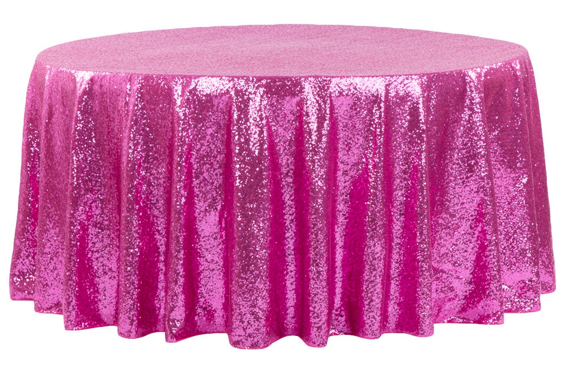 Hot Pink Sequin Tablecloth Metallic Fuchsia Tablecloth Etsy