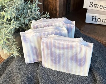 Lavender & Vanilla handmade soap, made with coconut oil and essential oils, all natural