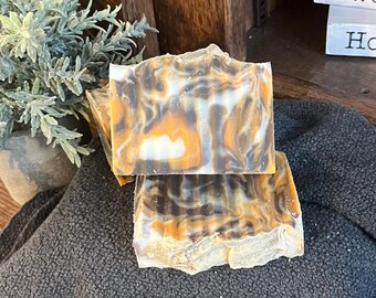 Sweet Orange & Patchouli handmade soap, made with coconut oil and essential oils, all natural