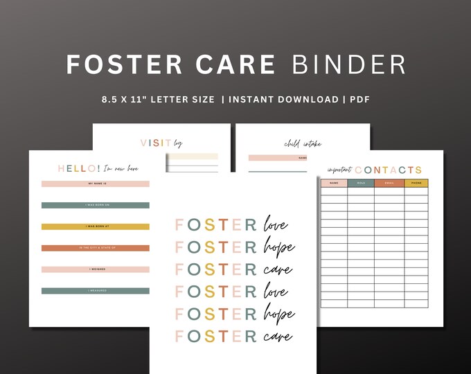 Foster Care Binder / Child Kid Edition / Printable PDF / Organize ...