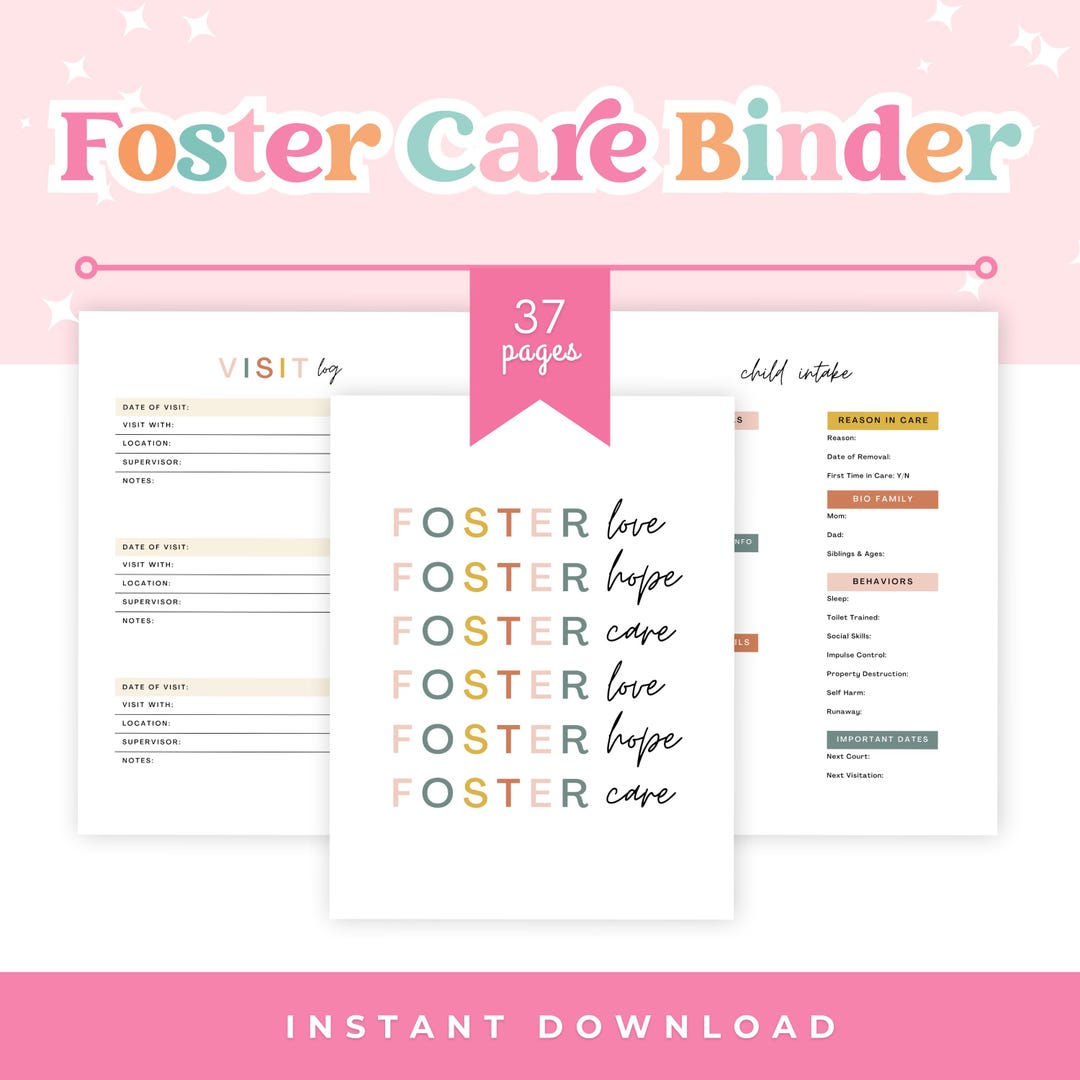 Foster Care Binder Printable | 37 Pages | Case Notes, Court Logs ...