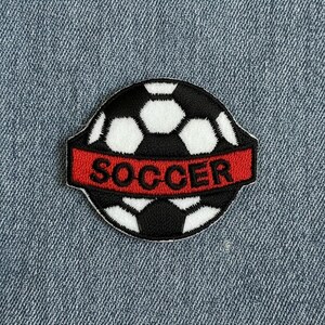 2 pack Soccer Ball Embroidered Patches (1.9×1.6 inches) Small Iron-On Appliques