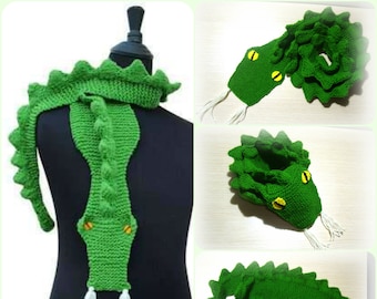 snake scarf , scarves,snake, green , gift ideas,winter clothing,crocodile,dragon,