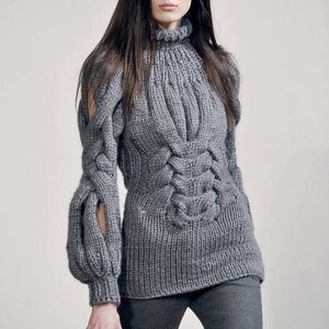 Knitting pullover with braidsstyle dresscozy dressgift | Etsy