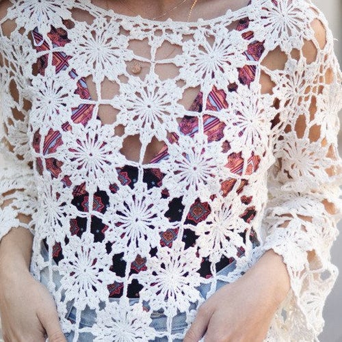 Crochet blouse, mandala shape, gift shops ideas, sommer clothing,blouse, romper,t-shirt,