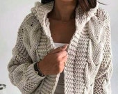 Knitt cardigan ,knitting coat , cardigan with braids,warm dress,cozy dress,winter clothing ,gift ideas,handmade item,cover up