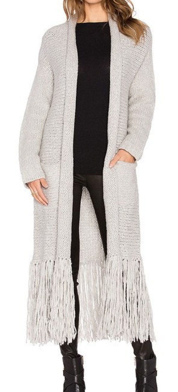 Long Cardigan With Fringes Gift Ideas Winter Autumn Etsy