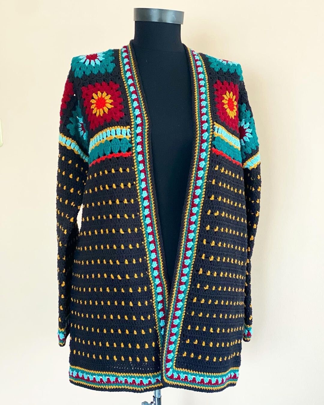 Multicolor Crochet Cardigangift Ideassummer Clothingmotif - Etsy