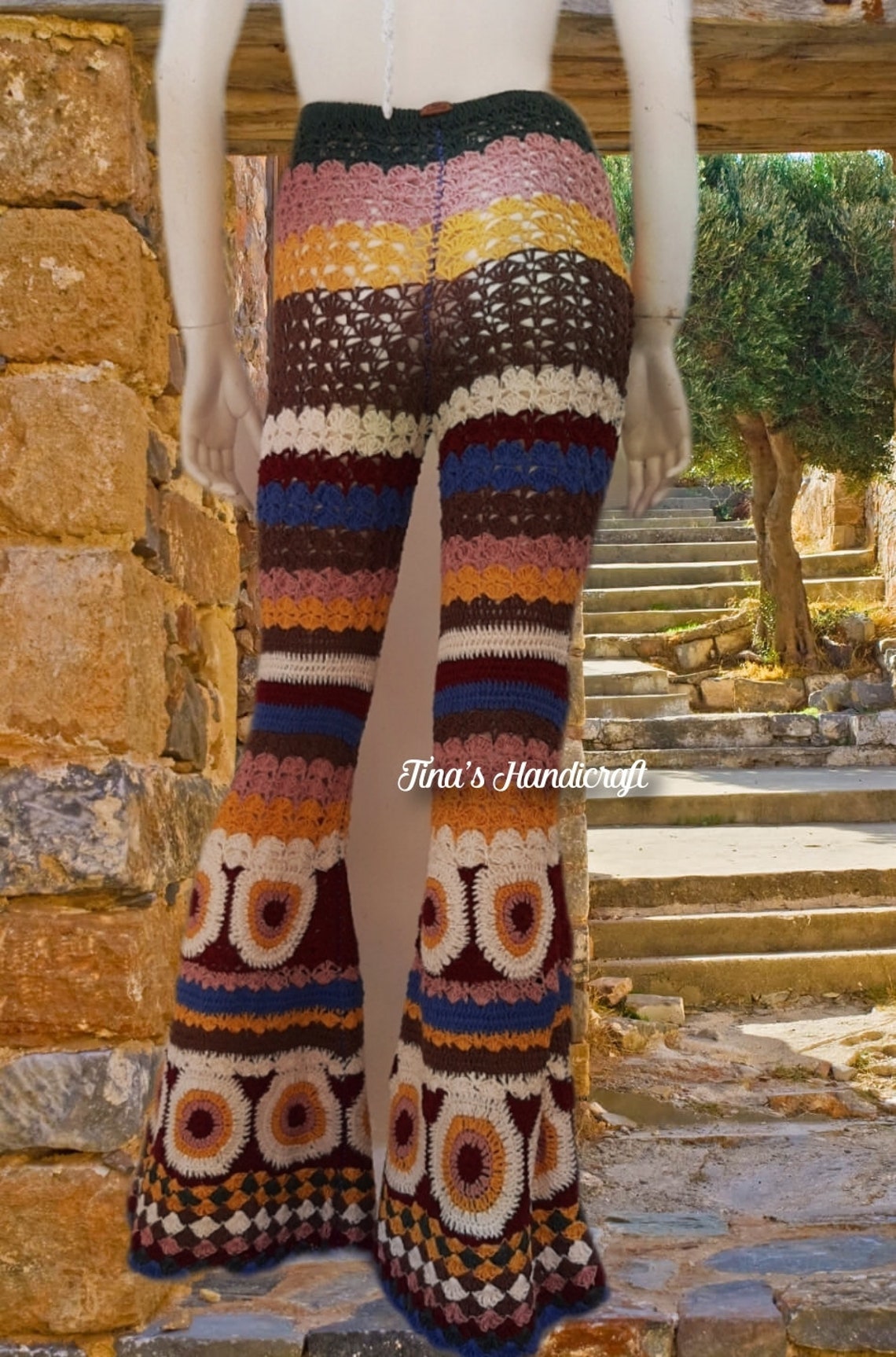 Bo Ho Pants With Motifs Squaresmulticolor Springs Pants Gift - Etsy